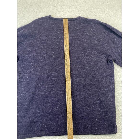 John Varvatos USA Luxe V-Neck Purple Wool Linen Sweater Mens Size XXL Leather - Picture 9 of 9